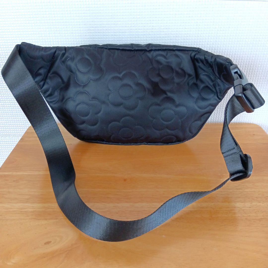 美品◆MARY QUANT ボディバッグ キルティング 花 デイジー ブラック
