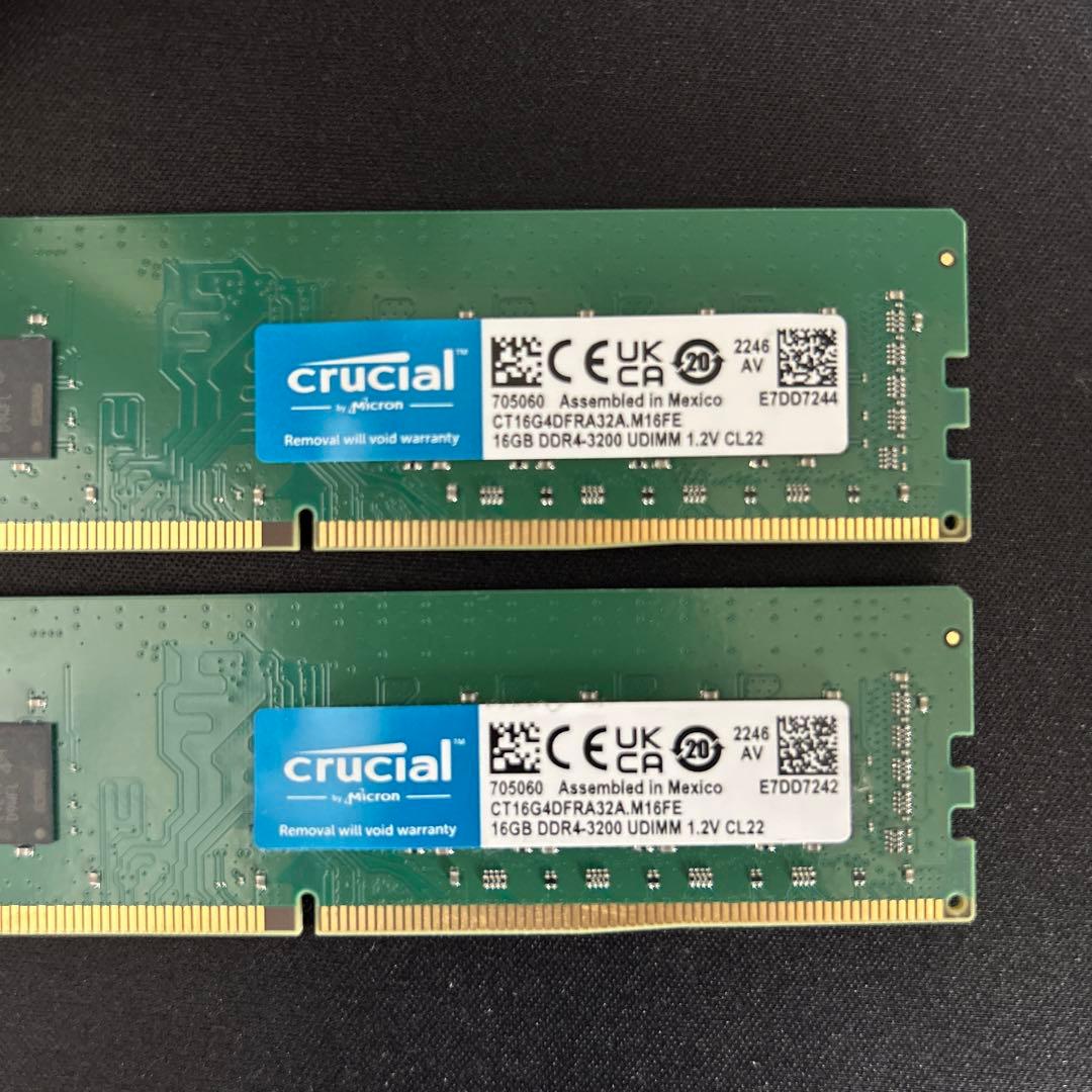 Crucial 16GB DDR4-3200MHz メモリ 2枚セット