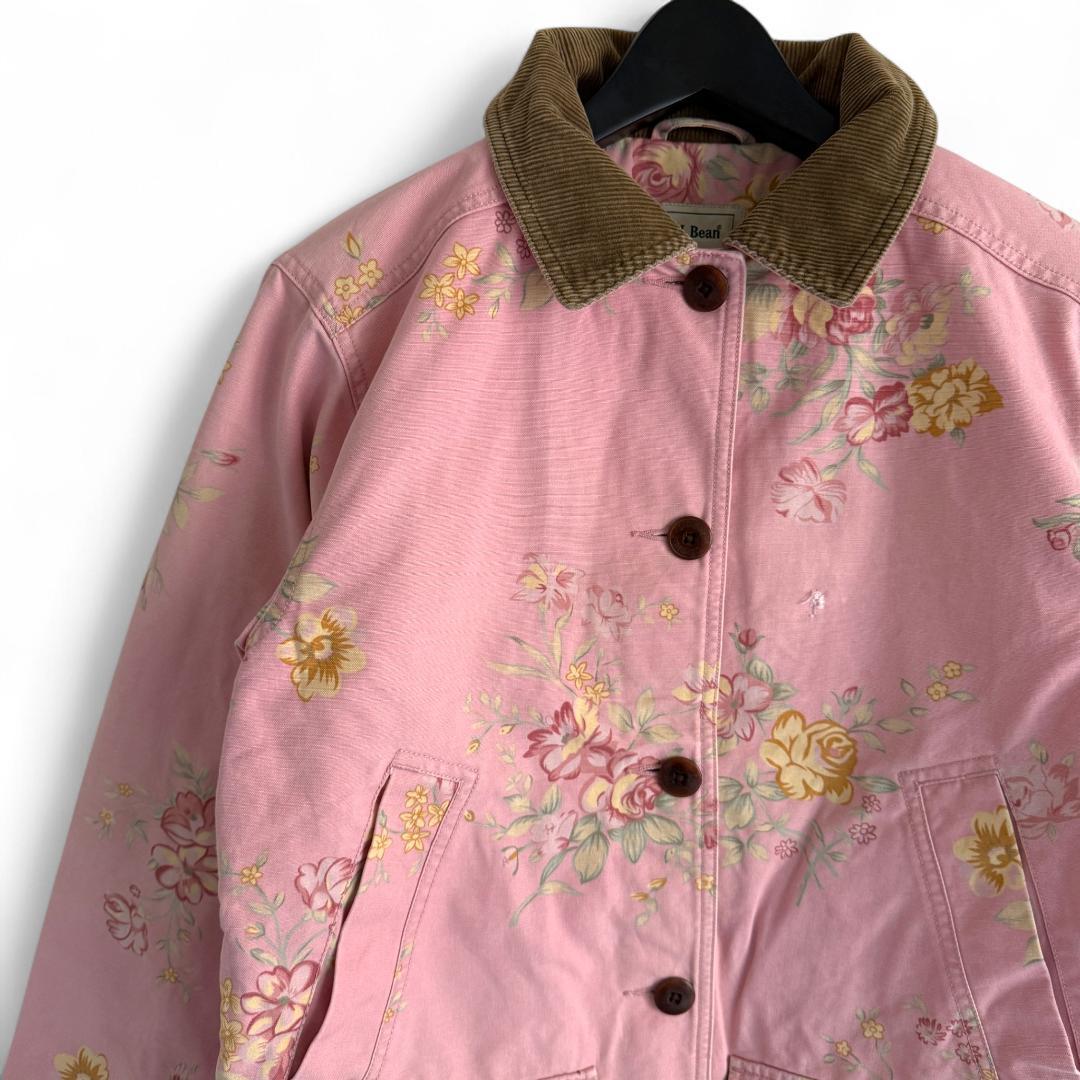 80s ヴィンテージ L.L.Bean 花柄 ワークジャケット ピンク S Y7