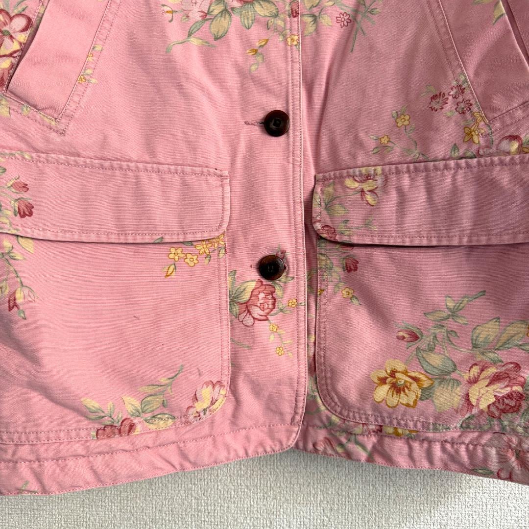 80s ヴィンテージ L.L.Bean 花柄 ワークジャケット ピンク S Y7