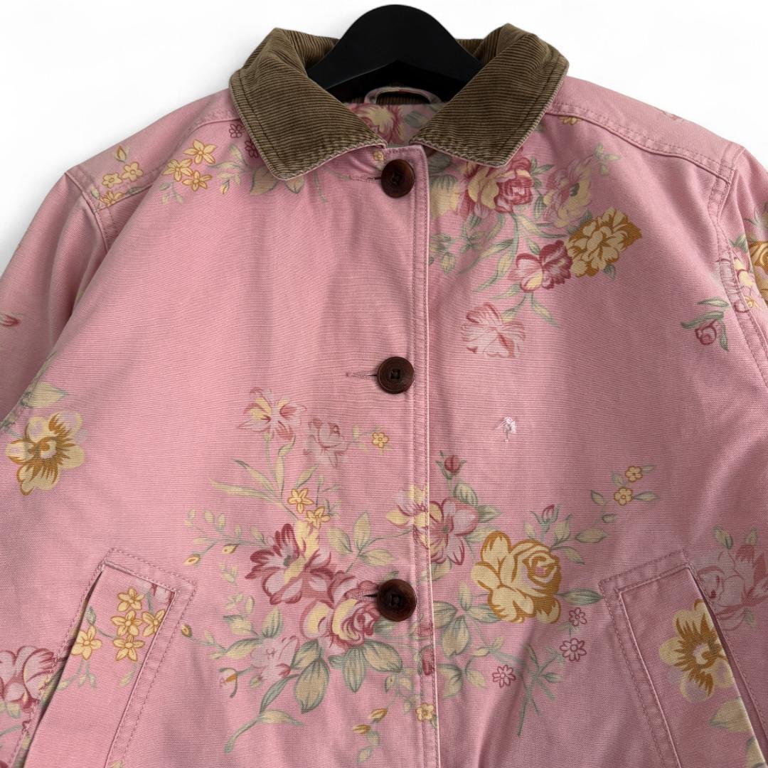80s ヴィンテージ L.L.Bean 花柄 ワークジャケット ピンク S Y7