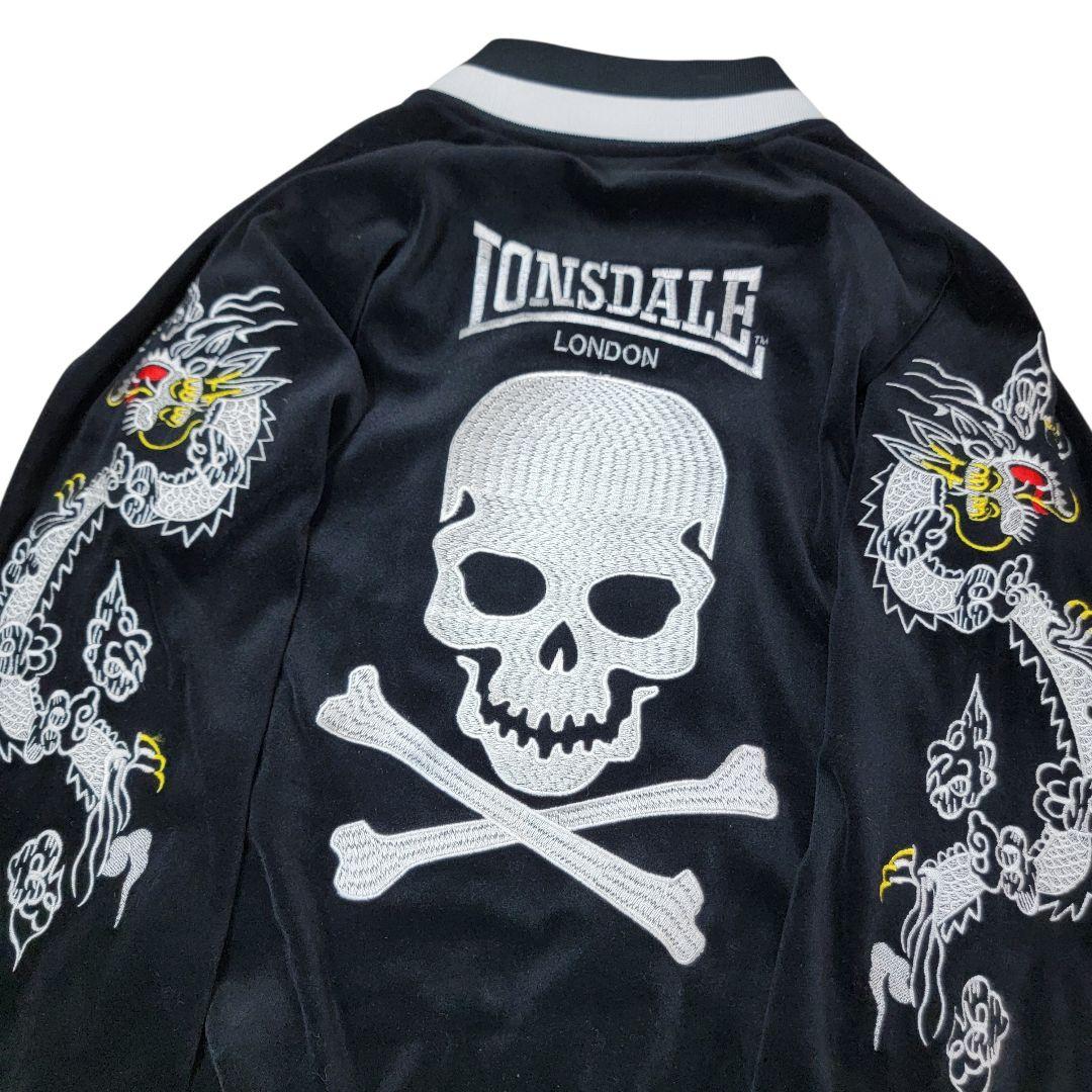 ほぼ未使用 ロンズデール LONSDALE 龍 スカル刺繍 ベロアスカジャン