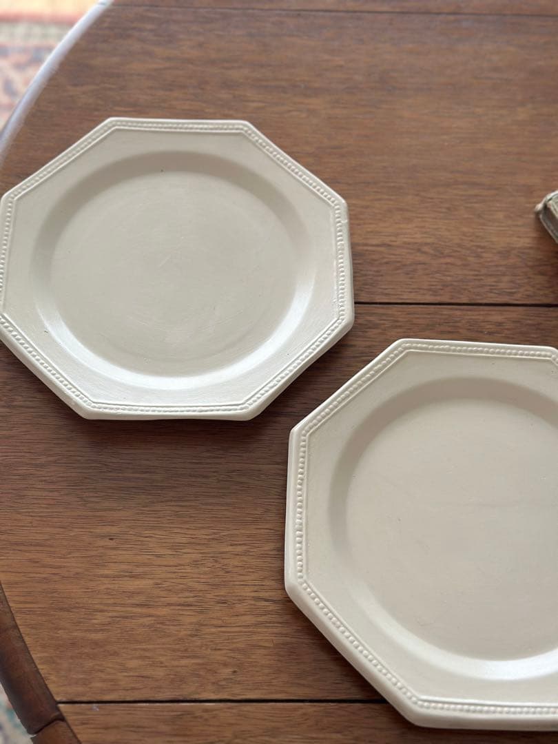 値下げPichon オクトゴナルフランスヴィンテージ2枚八角形ホワイトプレート