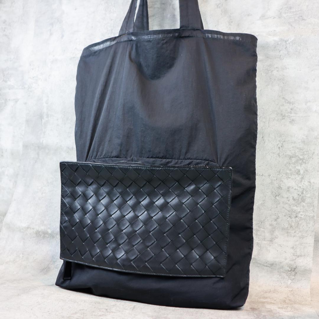 BOTTEGA VENETA ボッテガ ナイロン イントレチャート トート 黒
