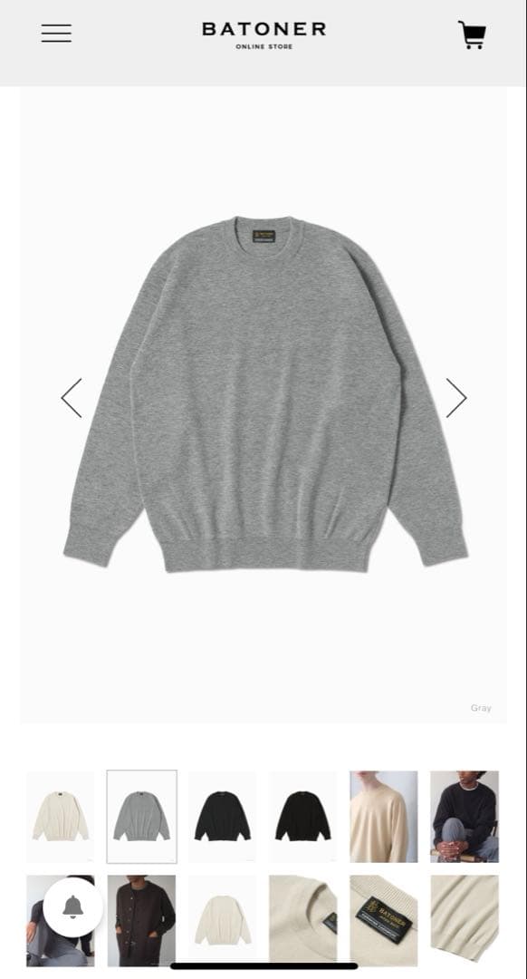 トップス BATONER 25AW SUNSHINE CASHMERE CREW NECK