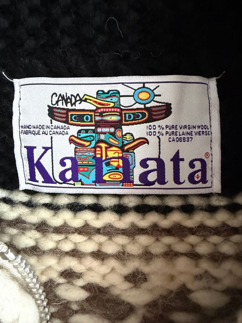 カナダ製 Kanata カナタ カウチンニット フルジップ サンダーバード