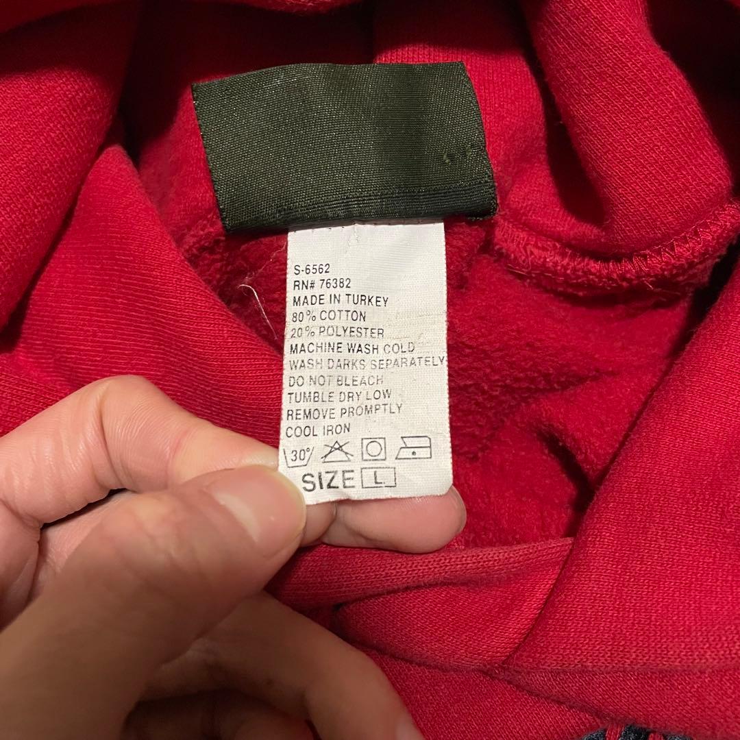 Timberland 赤 フーディ ロゴ入り　パーカー