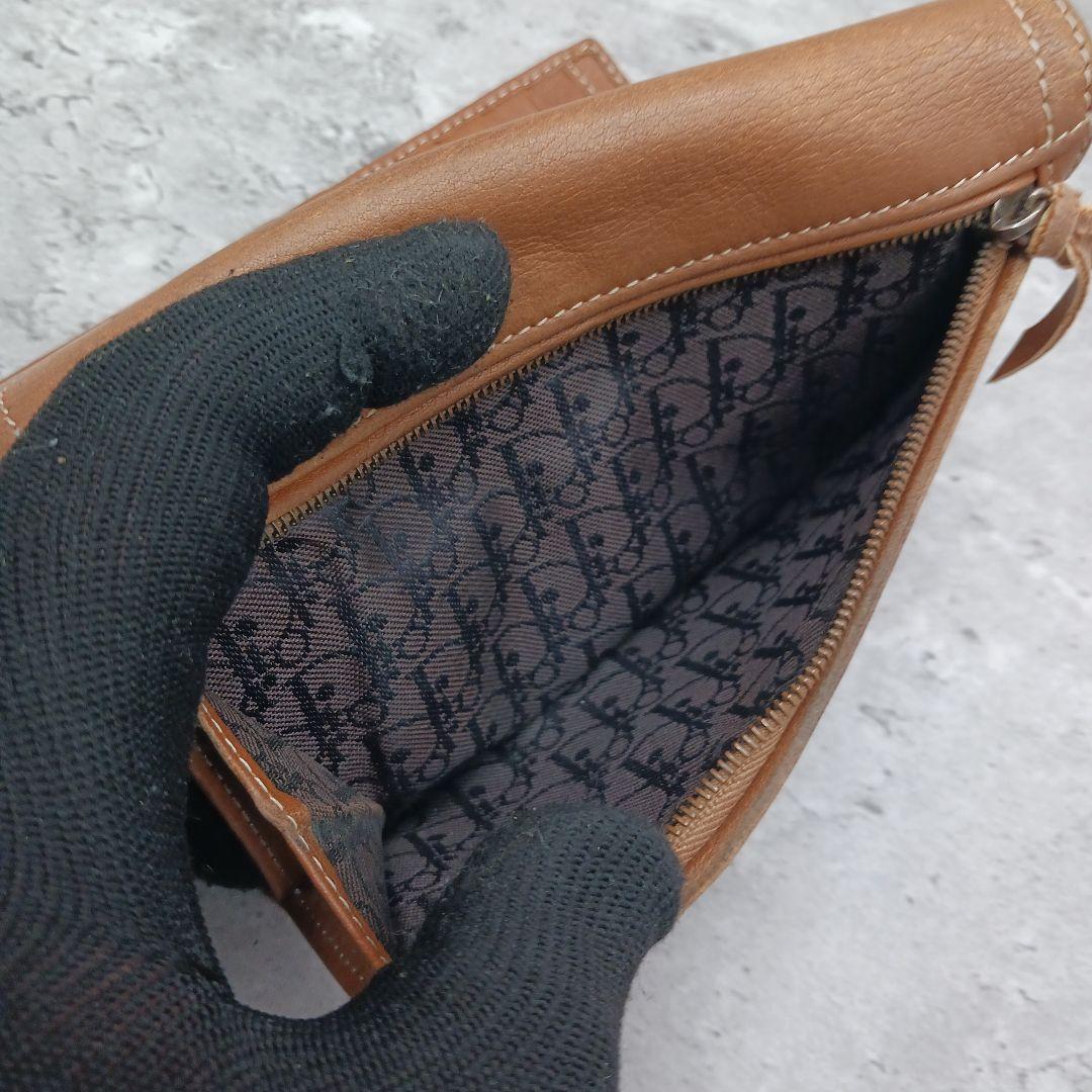✨美品✨ ディオール レザー サドル トロッター 三つ折り 長財布 ブラウン