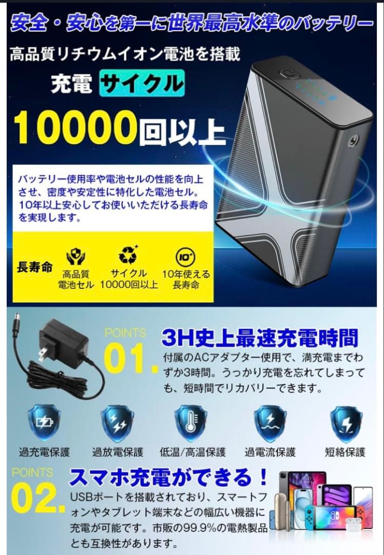 【2025夏モデル 40V超強力 30000mAh】 ファンバッテリーセット