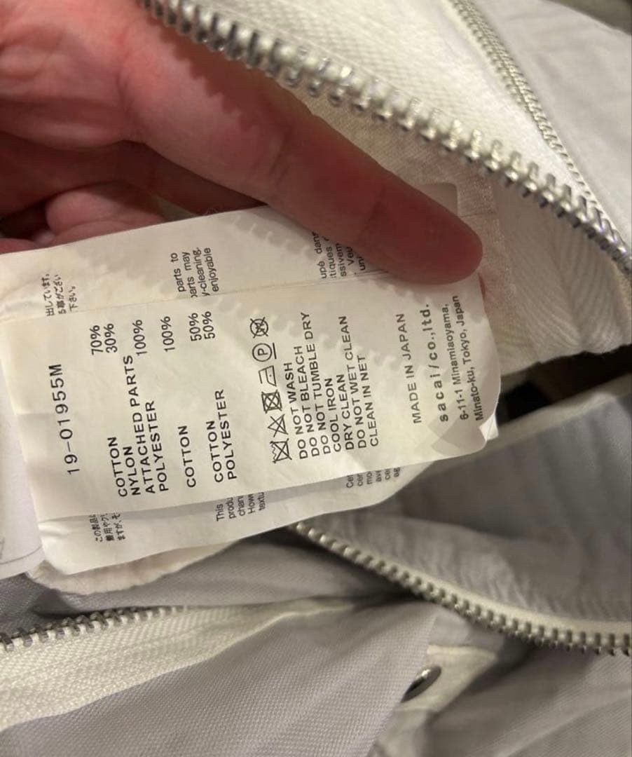 sacai パーカー サイズ2 ブルゾン ジャケット ライダース スウェット