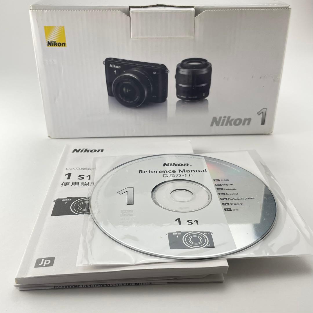 【美品・返品保証】Nikon1 S1ブラック 標準レンズキット