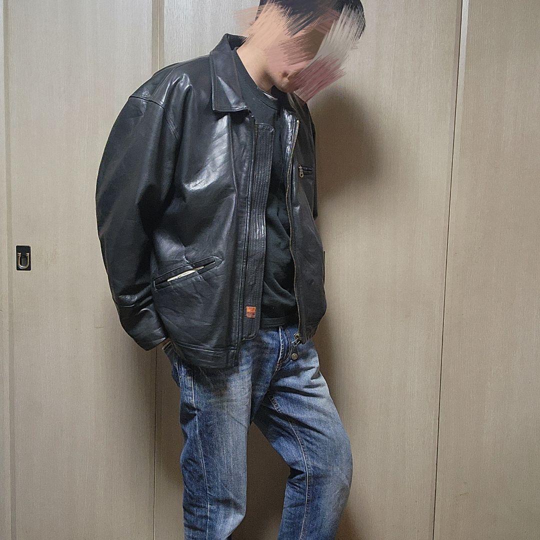 オーバーサイズ　レザージャケット　　XL相当