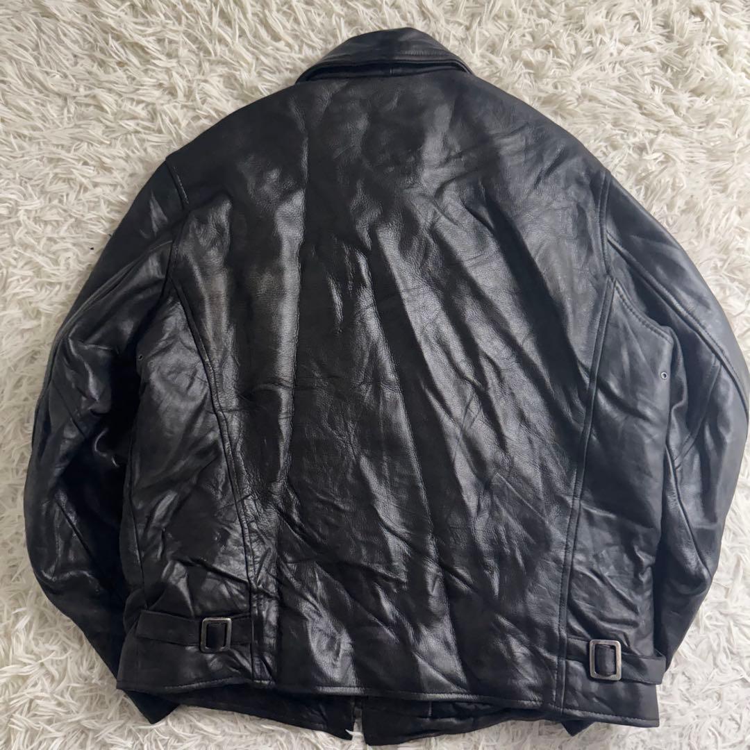 Schott シングルライダース 本革 刺繍ロゴ レザージャケット　XL相当