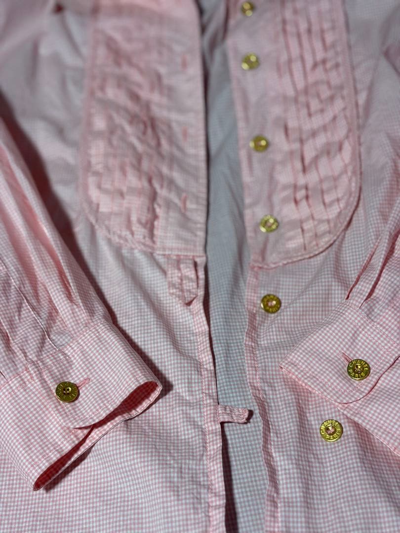 シャネルCHANELヴィンテージ、チェックシャツ、オーバーサイズ極美品ピンク