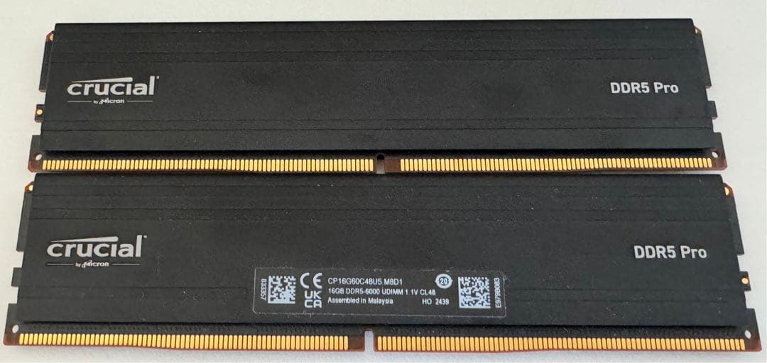 動作確認済 Crucial DDR5 Pro 6000 CL48 32GB
