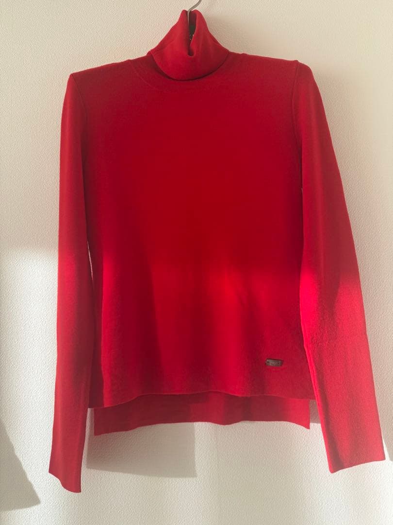 極美品foxeyタートルネックセーターsize40 レッド