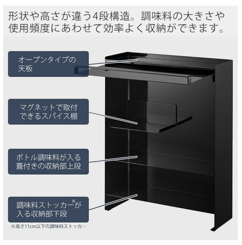 値段交渉可＊新品未使用★Tower　黒い調味料ラック スリムタイプ 38cm幅