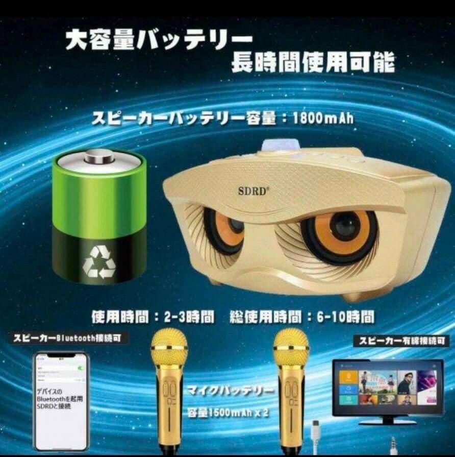 カラオケ マイク 2本 セット ワイヤレス Bluetooth スマホ セット