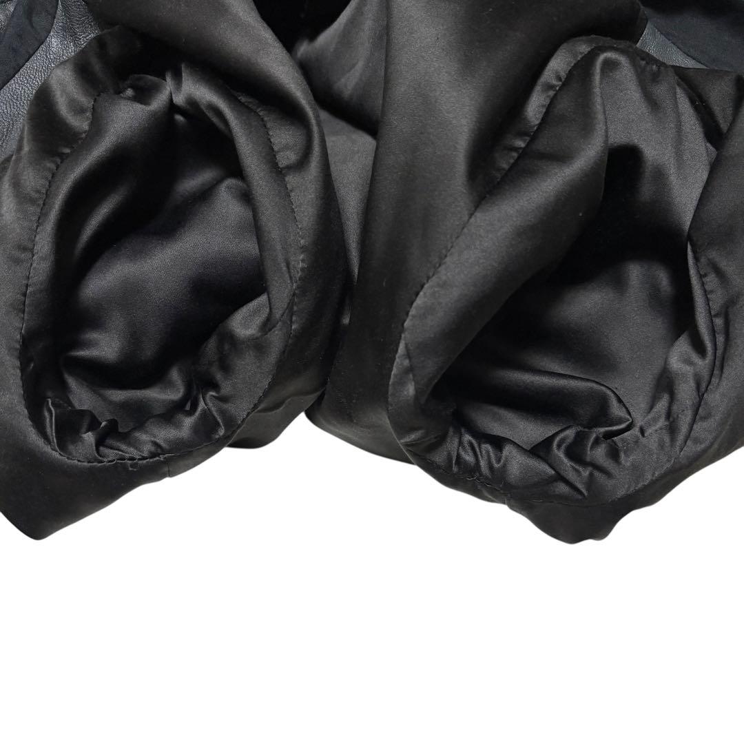 美品 ノーアイディー × カンビオ ラムレザー シングルライダースジャケット 黒