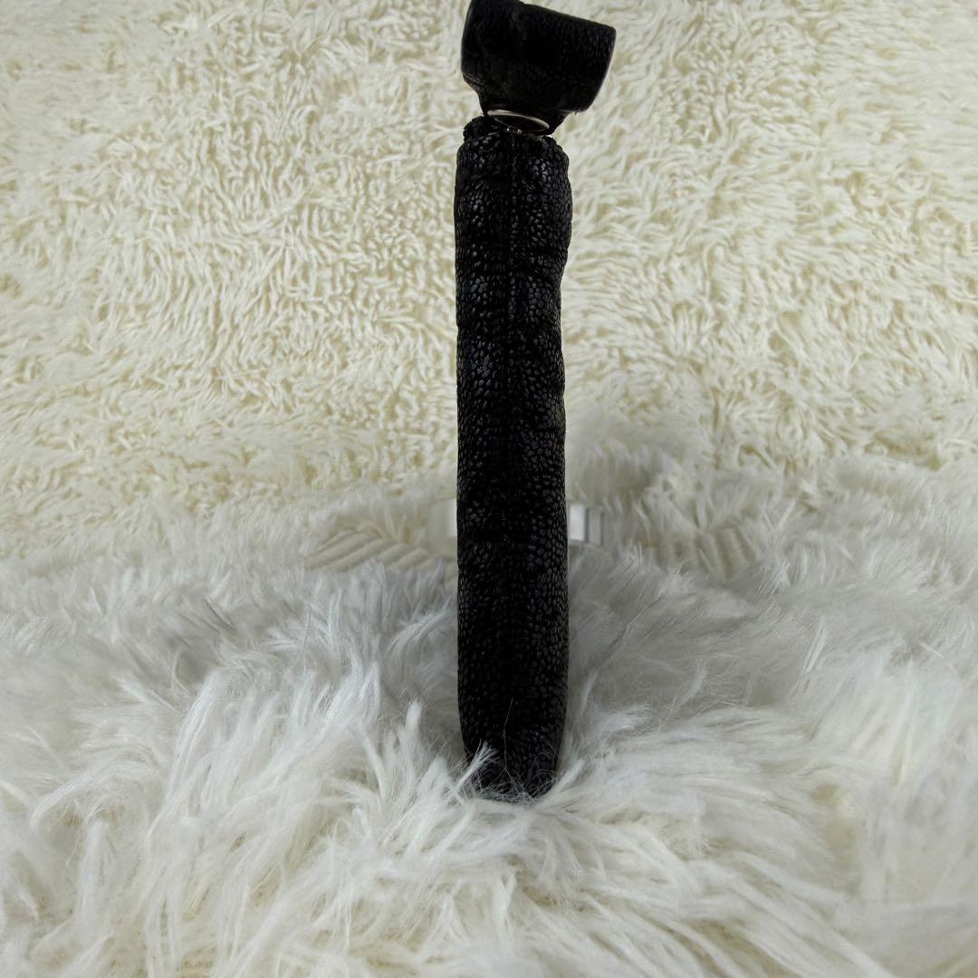 【極美品】象革 エレファント 長財布 L字ジップ エキゾチック 希少素材 黒