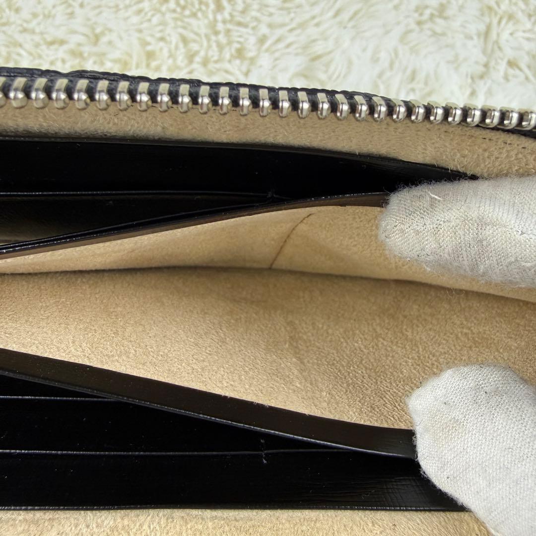 【極美品】象革 エレファント 長財布 L字ジップ エキゾチック 希少素材 黒