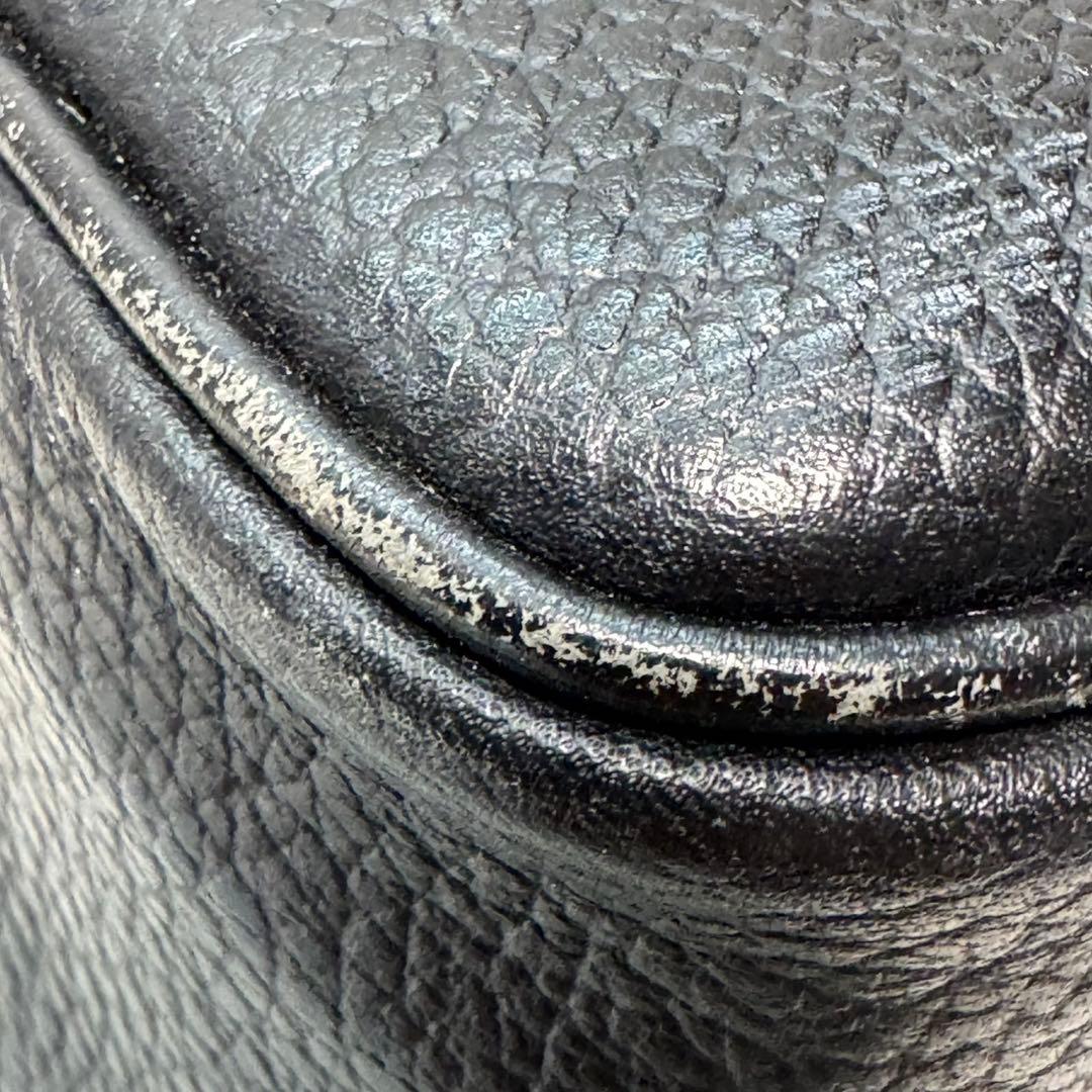 美品　バーバリー ミニボストンバッグ ノバチェック ホースロゴ レザー ブラック