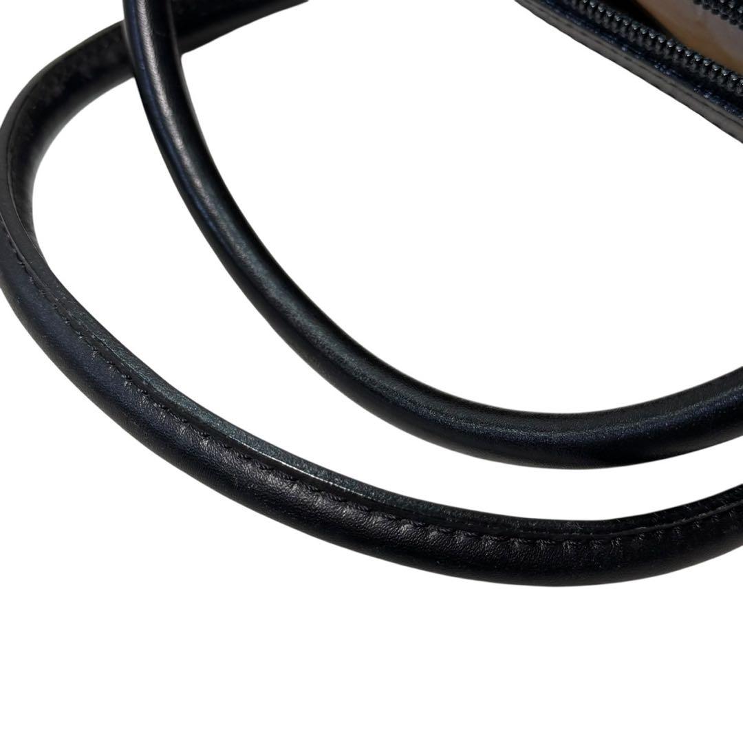 美品　バーバリー ミニボストンバッグ ノバチェック ホースロゴ レザー ブラック