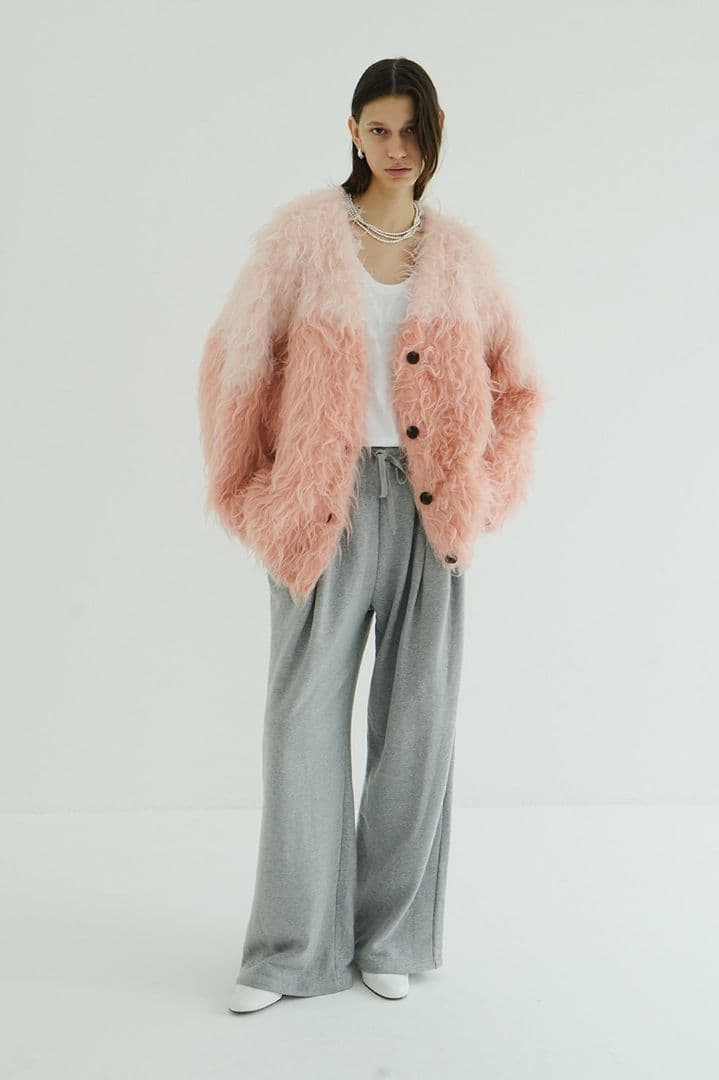 く*る様 CLANE BI COLOR SHAGGY KNIT CARDIGAN