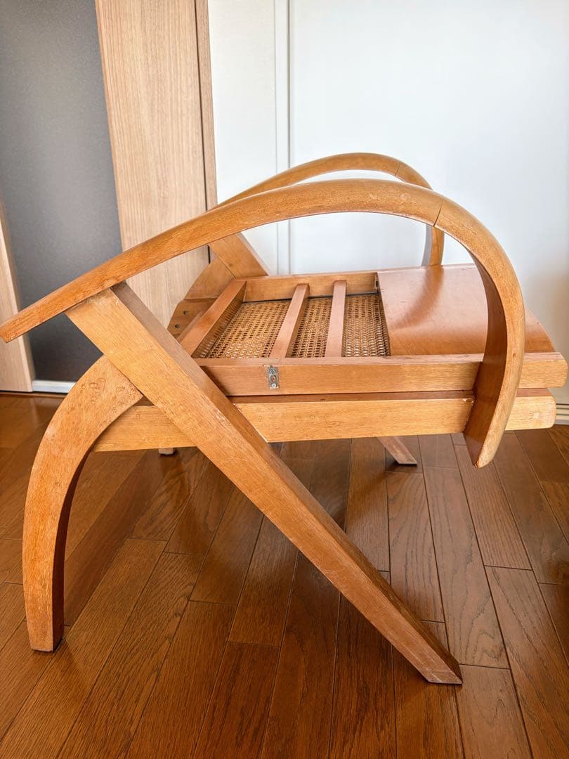 ラウンジチェア　ミッドセンチュリー　ラタン　椅子　USED 籐