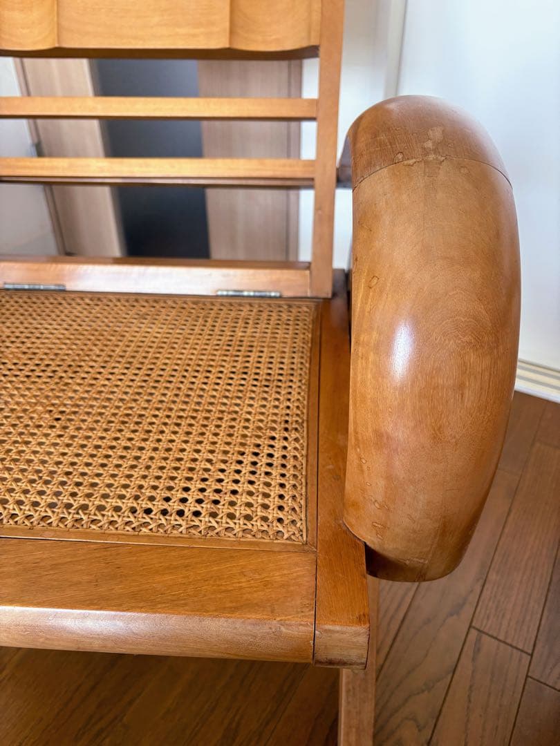 ラウンジチェア　ミッドセンチュリー　ラタン　椅子　USED 籐