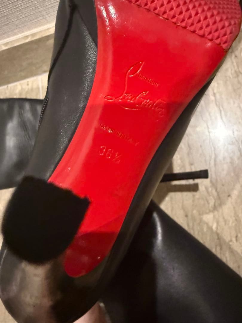 ルブタン　ブラックレザー　ロングブーツ 36ハーフ