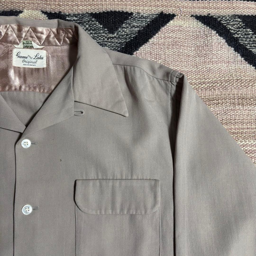 50s レーヨンギャバシャツ　単色レーヨン　ヴィンテージ　開襟シャツ　usa製