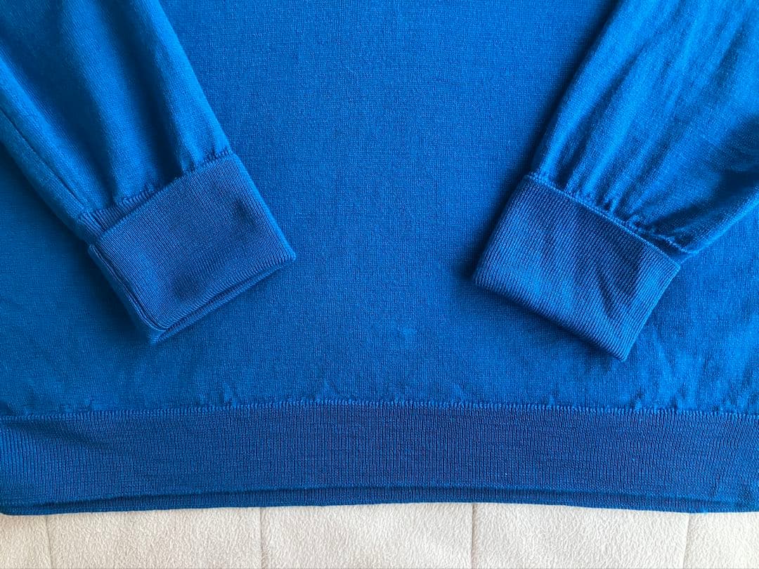 JOHN SMEDLEY ウール 30G モックネックニット ロイヤルブルー L