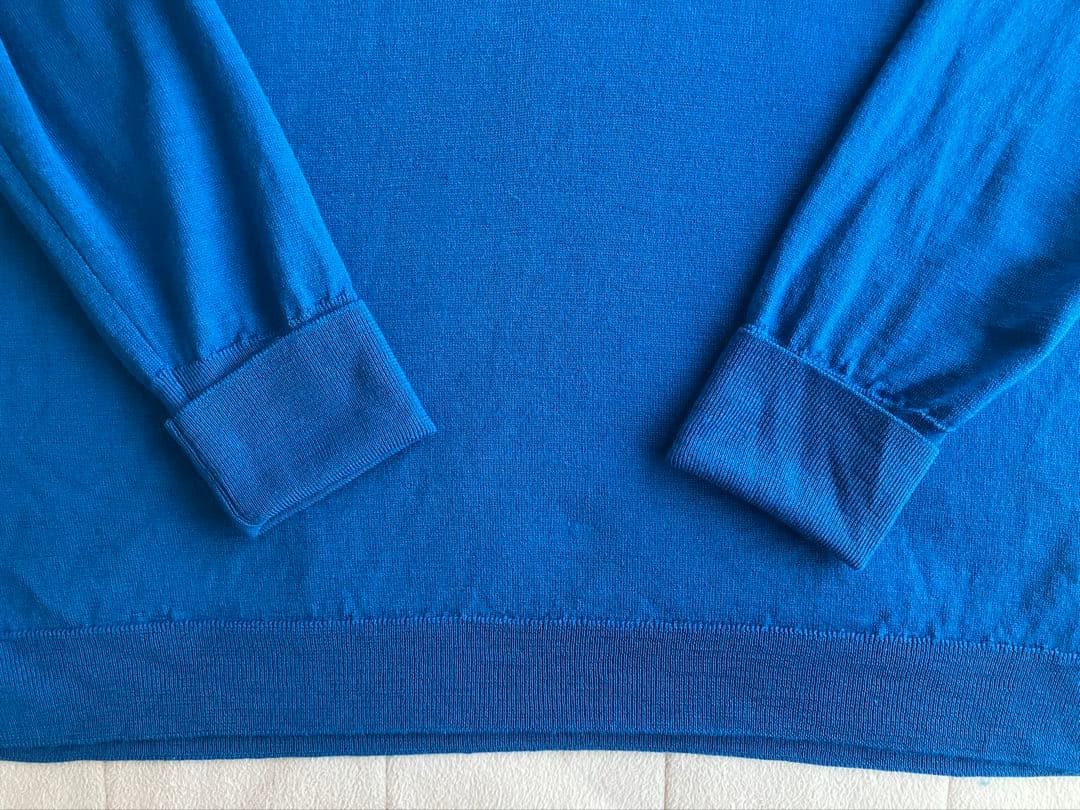 JOHN SMEDLEY ウール 30G モックネックニット ロイヤルブルー L