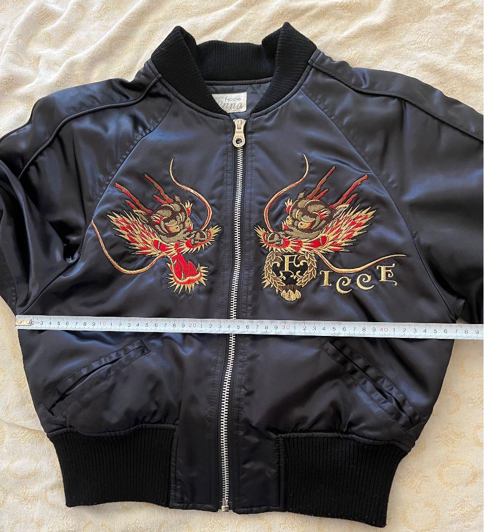 Ficce Donna 龍　刺繍　スカジャン　黒　レディース
