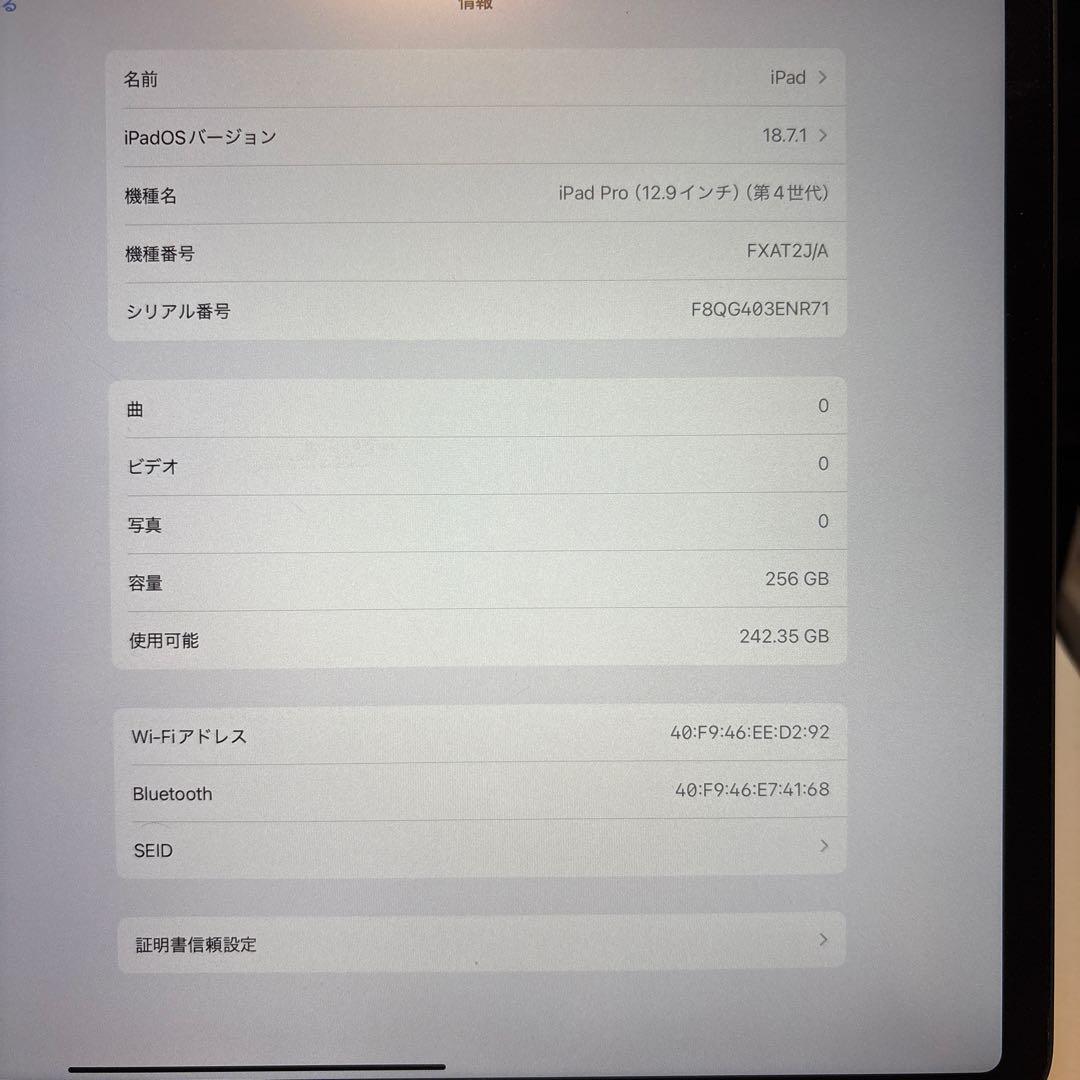 iPad Pro (12.9インチ)第4世代 256GB ApplePencil