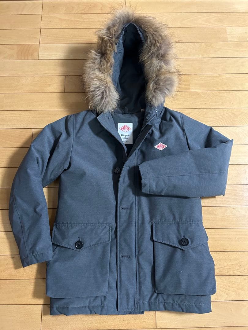 DANTON グレー ファー付きダウンジャケット