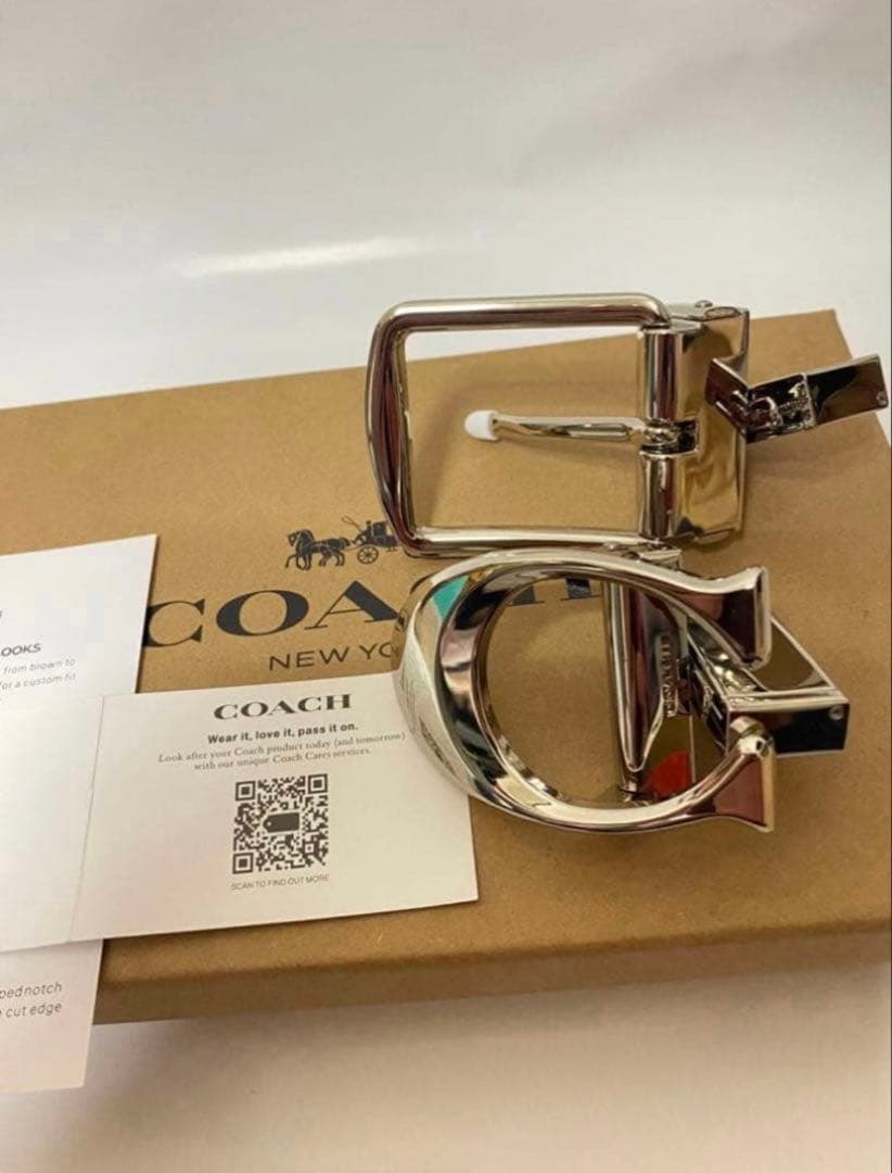 COACH コーチ　メンズベルト回転バックル2個 ギフト箱付き