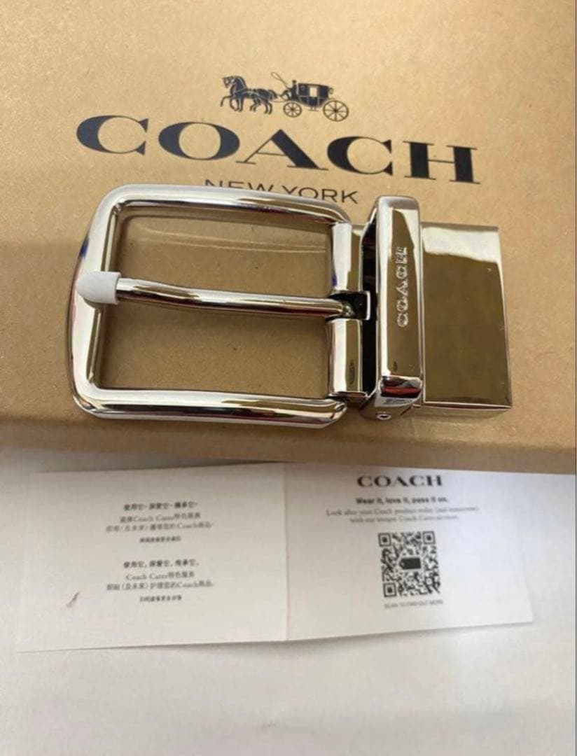 COACH コーチ　メンズベルト回転バックル2個 ギフト箱付き