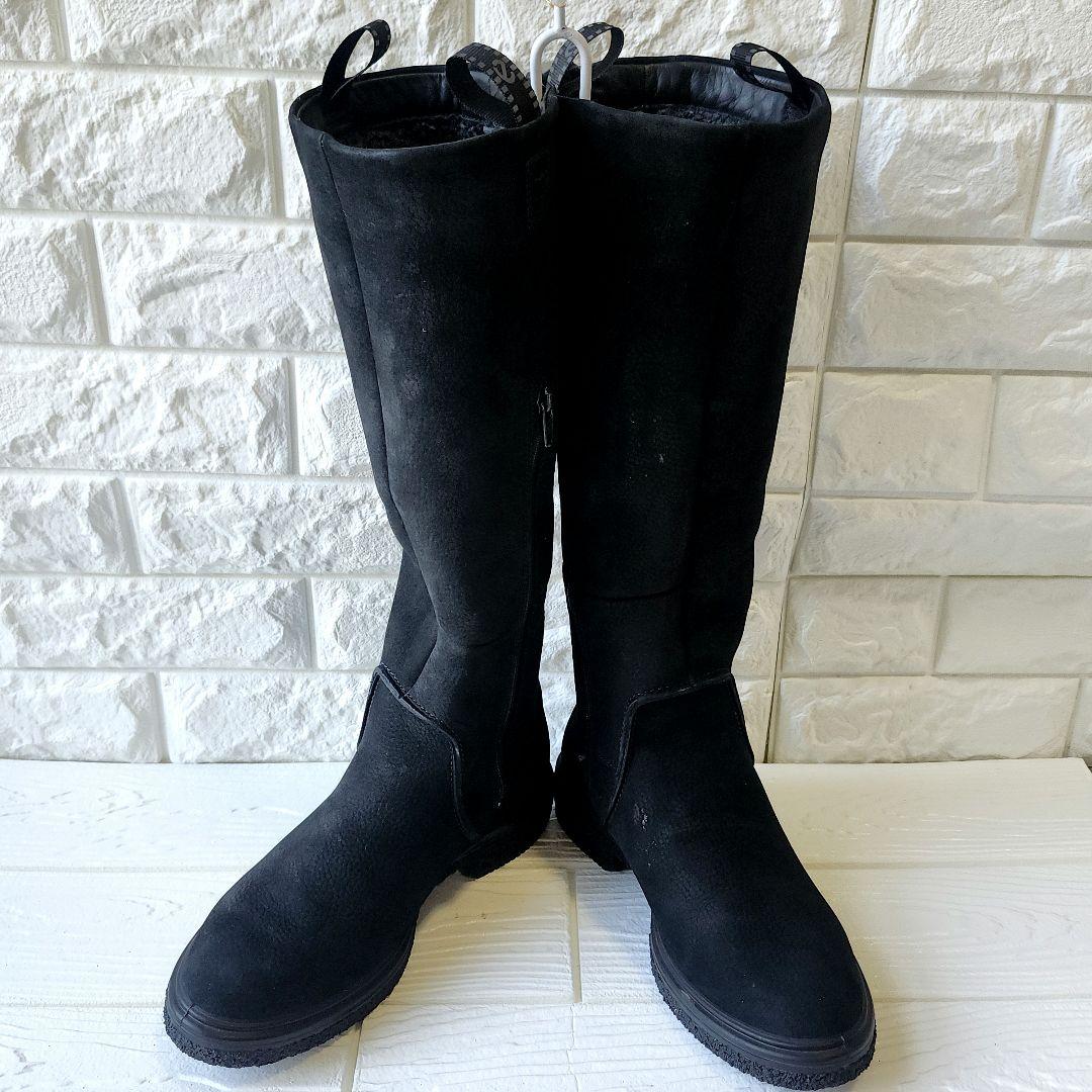 極美品✨eccoエコー超ロングブーツ23.5cmスエード中ボア滑り止めジッパー付