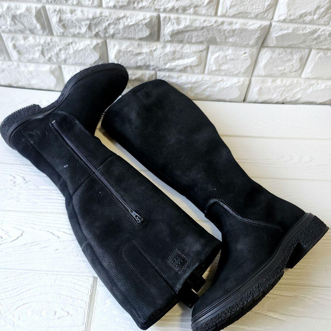 極美品✨eccoエコー超ロングブーツ23.5cmスエード中ボア滑り止めジッパー付