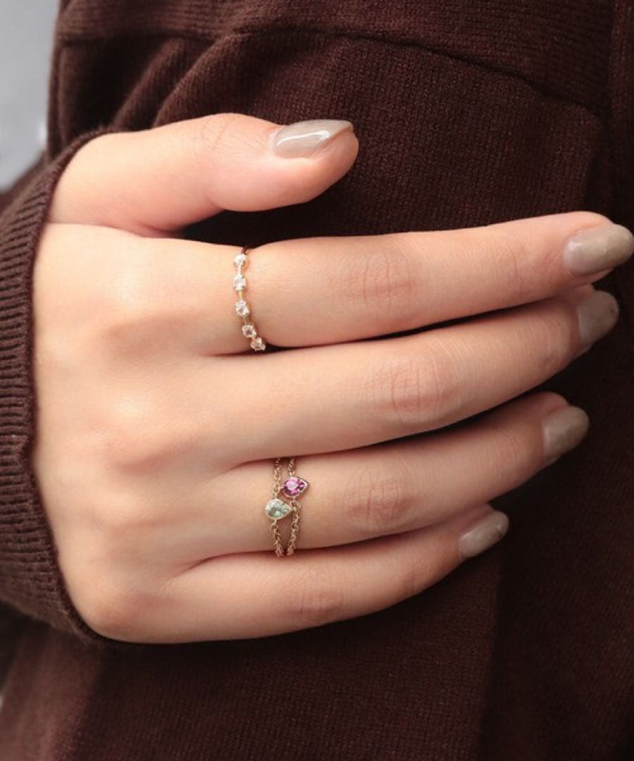 NOIR DE POUPEE リング K10スクエア 石とばしリング　11号