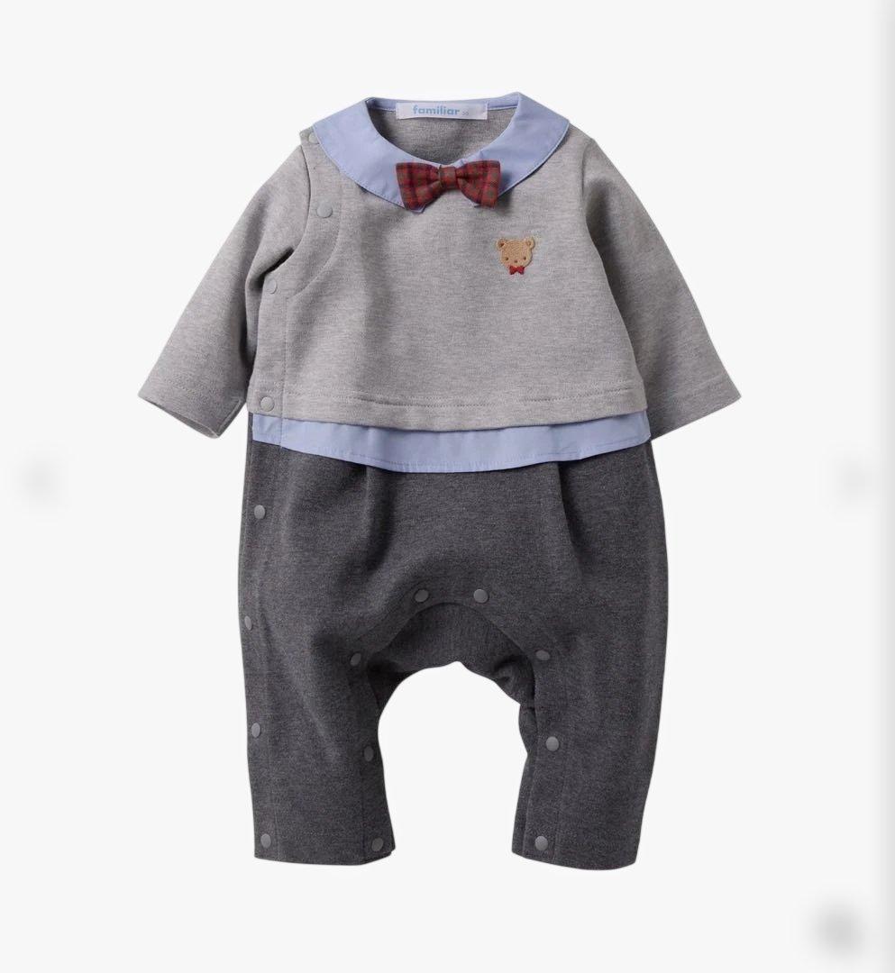 ファミリア　familiar 現行品　ロンパース　カバーオール　蝶ネクタイ　70