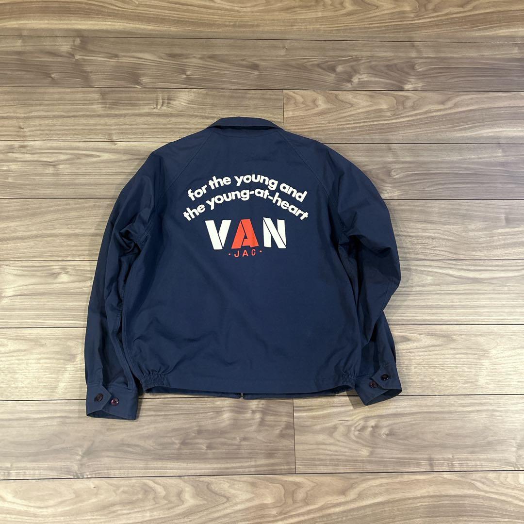 VAN JAC ネイビー スウィングトップ　バックロゴ　L ブルゾン　ブァン