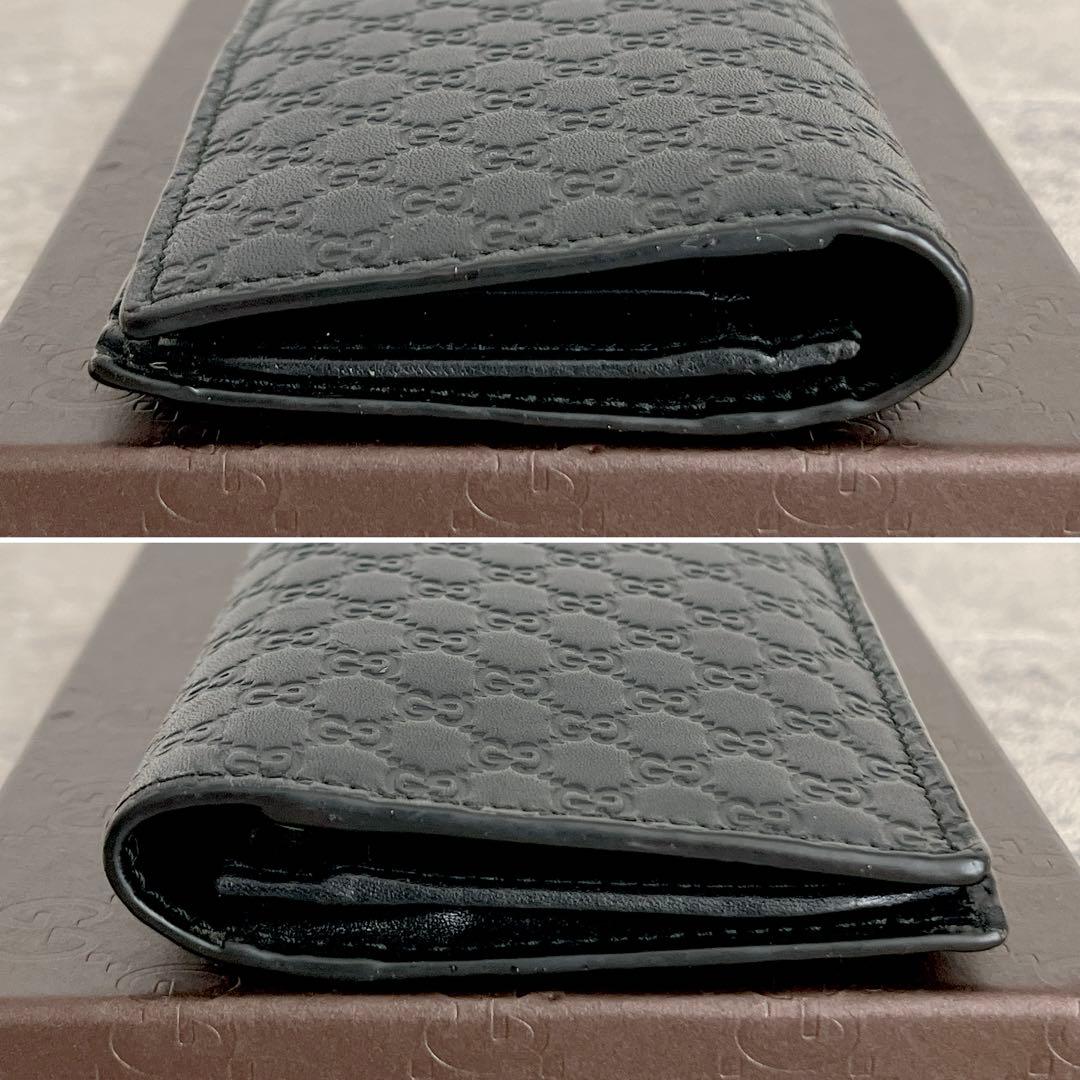 美品✨GUCCI マイクロシマ GG ロングウォレット レザー　ブラック