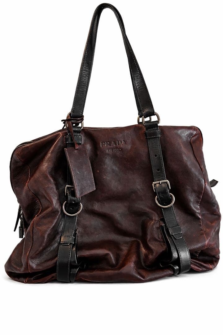 5*0様 PRADA プラダ トートバッグ ショルダーレザー TEAK 茶 VA