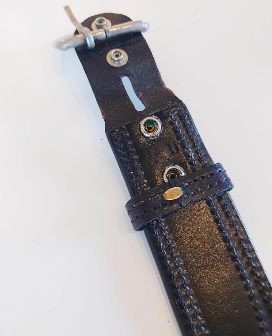 BIANCHI レザー ベルト B21 34インチ (黒&茶 2本セット) 美品