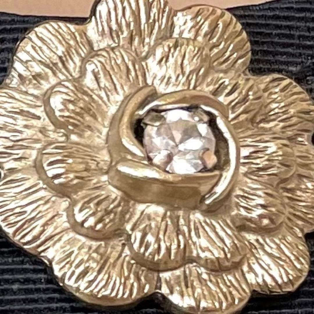 極美品✨シャネル ラインストーン パンプス カメリア BLK×GLD 22cm