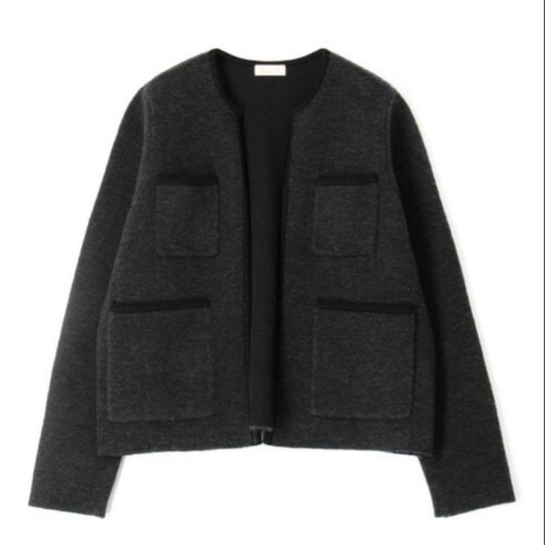 ballsey ウールナイロンブークレー フロントオープンカーディガン ブラック