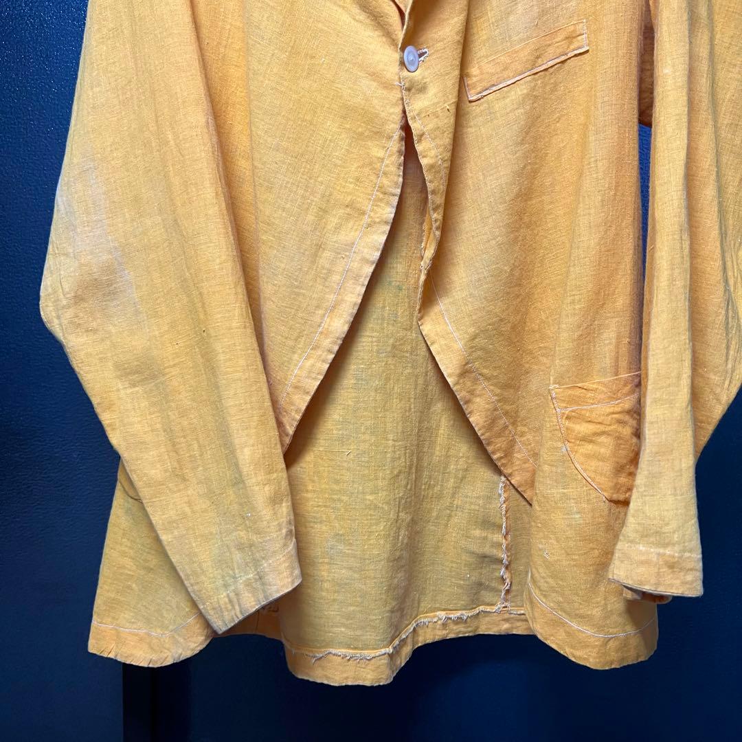 10s french vintage コットン シャツジャケット 山吹色